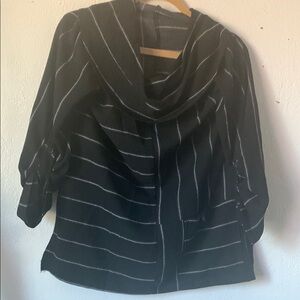 Soft Surroundings Black and White Striped Blouse